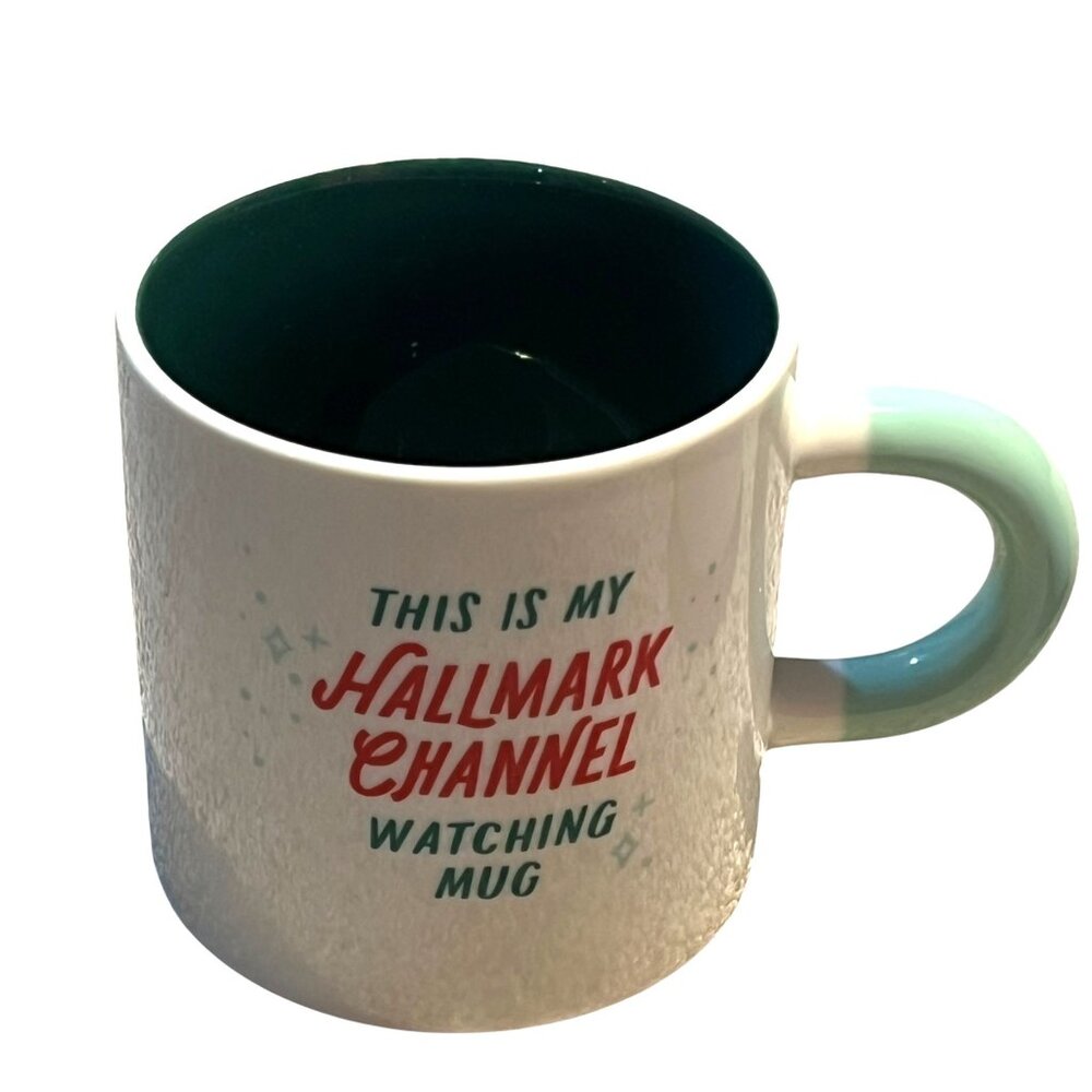 Hallmark Channel Watching Mug Red Truck & Gift Design Green Interior White Exter